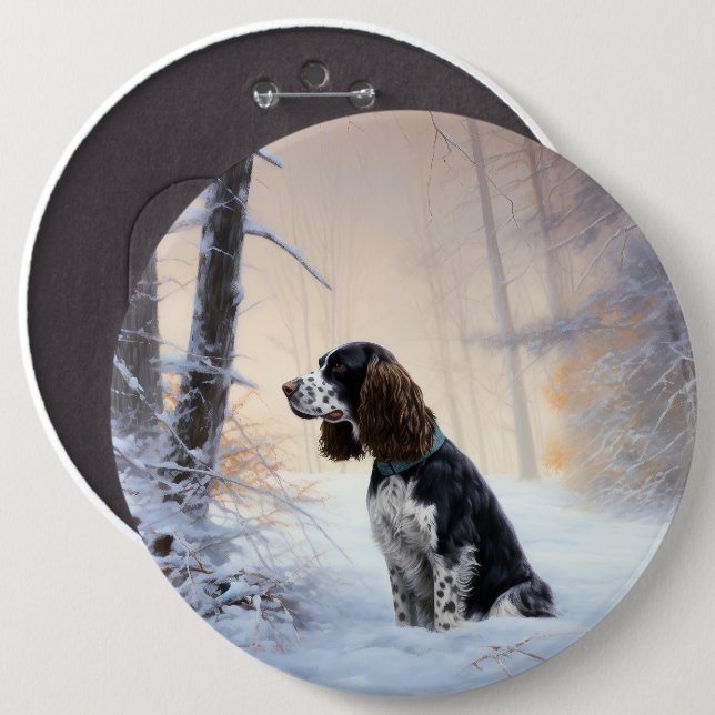 English Springer Spaniel Let It Snow Christmas Button (Front & Back)