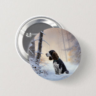 English Springer Spaniel Let It Snow Christmas Button