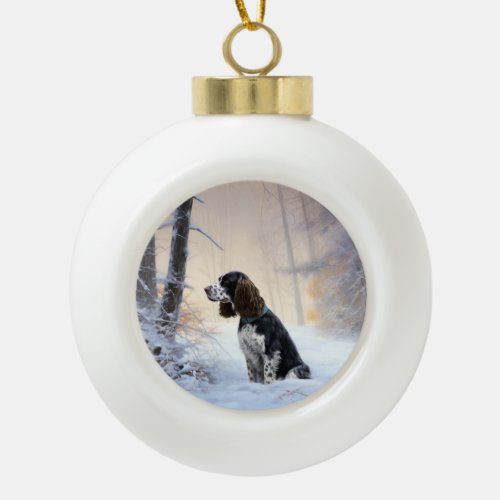 English Springer Spaniel Let It Snow Christmas Ceramic Ball Christmas Ornament