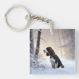 English Springer Spaniel Let It Snow Christmas Keychain
