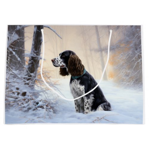 English Springer Spaniel Let It Snow Christmas Large Gift Bag