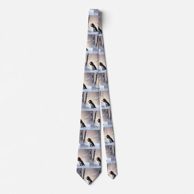 English Springer Spaniel Let It Snow Christmas Neck Tie (Front)