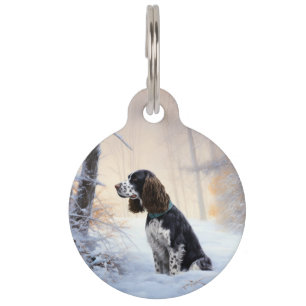 English Springer Spaniel Let It Snow Christmas Pet ID Tag