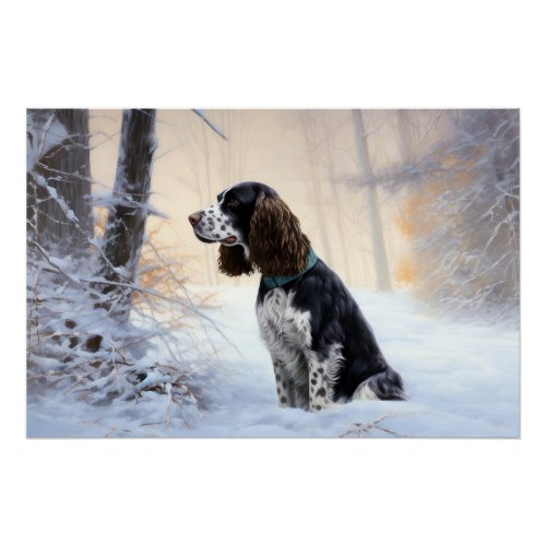 English Springer Spaniel Let It Snow Christmas Poster