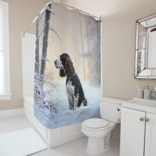 English Springer Spaniel Let It Snow Christmas Shower Curtain