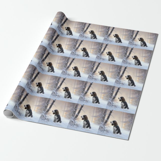 English Springer Spaniel Let It Snow Christmas Wrapping Paper (Unrolled)