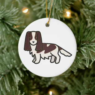 english springer spaniel liver and white cartoon ceramic ornament