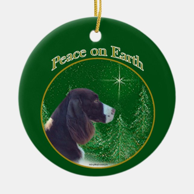 English Springer Spaniel (liver) Peace Ceramic Ornament (Front)