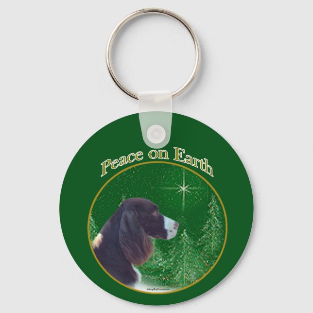 English Springer Spaniel (liver) Peace Keychain (Front)