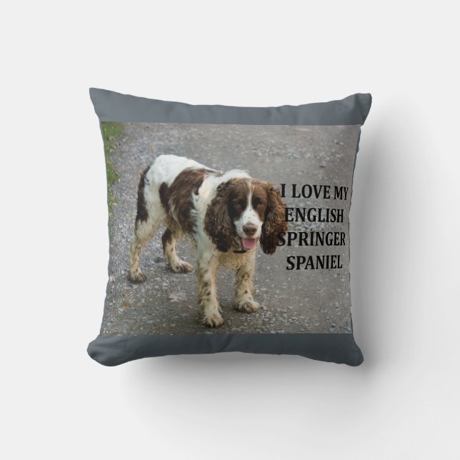 english springer spaniel lw love w picc throw pillow (Front)