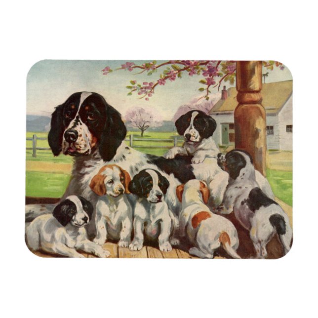English Springer Spaniel mom and puppies Magnet (Horizontal)
