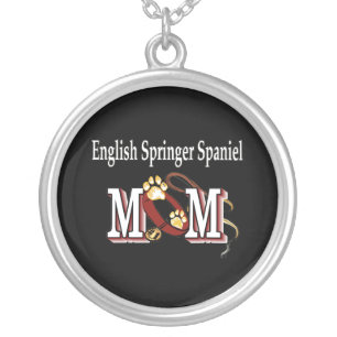 English Springer Spaniel Mom Gifts Silver Plated Necklace