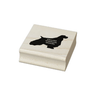 english springer spaniel name silhouette rubber stamp