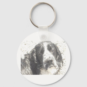 english springer spaniel odd art.png keychain
