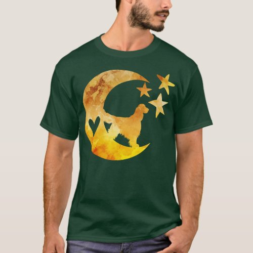 English Springer Spaniel on a Half Moon with Stars T_Shirt