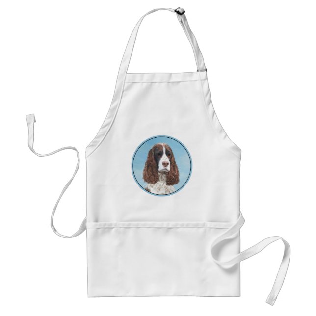 English Springer Spaniel Painting Original Dog Art Adult Apron (Front)