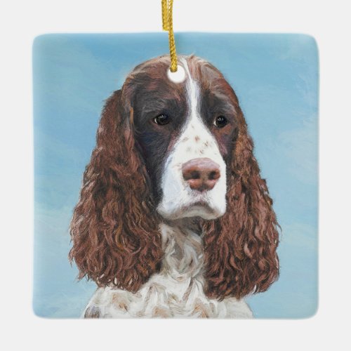 English Springer Spaniel Painting Original Dog Art Ceramic Ornament