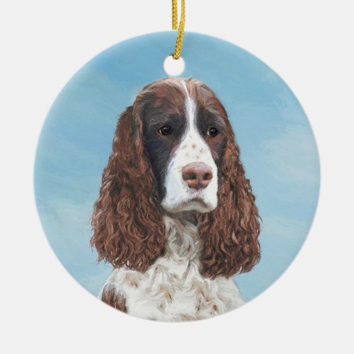 English Springer Spaniel Painting Original Dog Art Ceramic Ornament