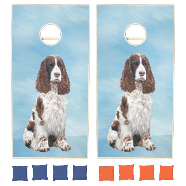 English Springer Spaniel Painting Original Dog Art Cornhole Set (Set)