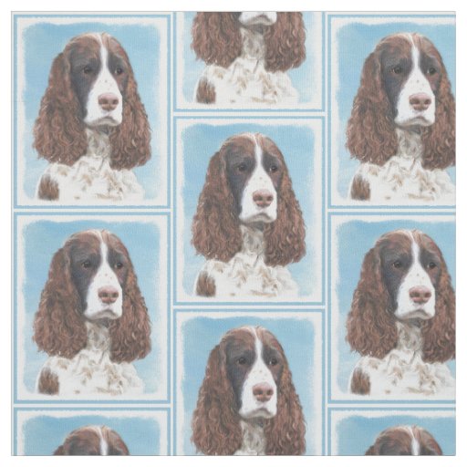 English Springer Spaniel Painting Original Dog Art Fabric