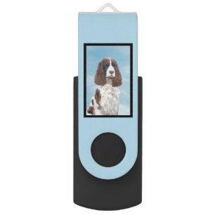 English Springer Spaniel Painting Original Dog Art Flash Drive