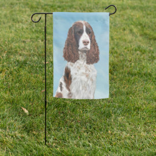 English Springer Spaniel Painting Original Dog Art Garden Flag