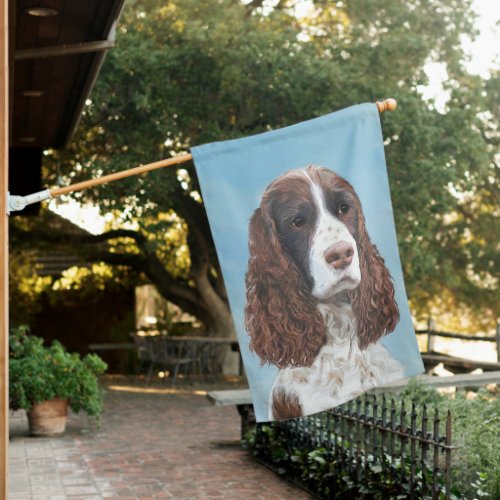 English Springer Spaniel Painting Original Dog Art House Flag
