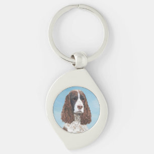 English Springer Spaniel Painting Original Dog Art Keychain