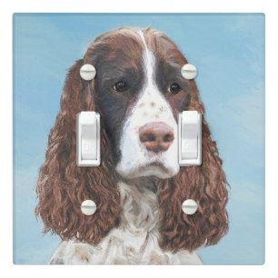 English Springer Spaniel Painting Original Dog Art Light Switch Cover