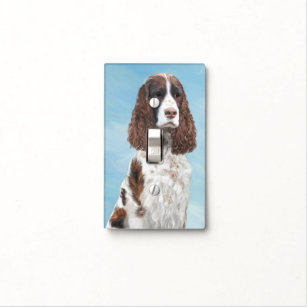 English Springer Spaniel Painting Original Dog Art Light Switch Cover