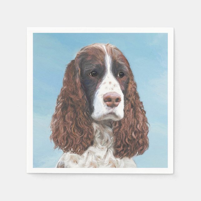English Springer Spaniel Painting Original Dog Art Napkins (Front)