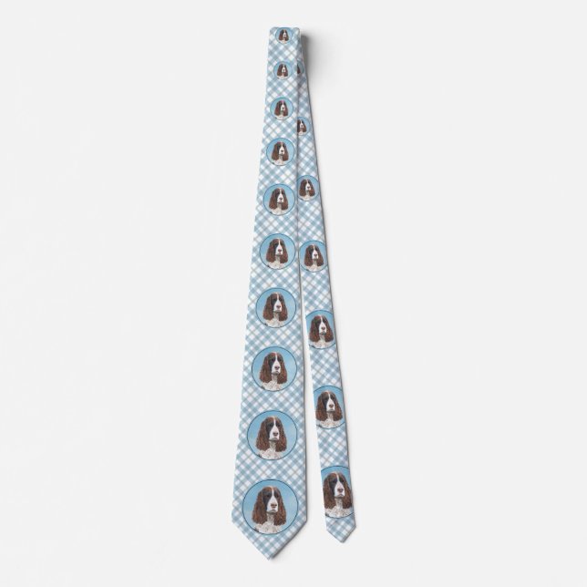 English Springer Spaniel Painting Original Dog Art Neck Tie (Front)