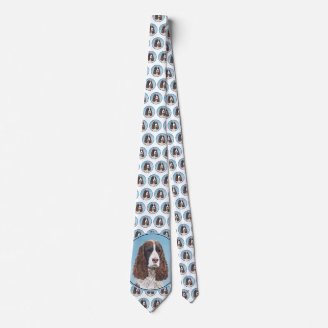 English Springer Spaniel Painting Original Dog Art Neck Tie (Front)
