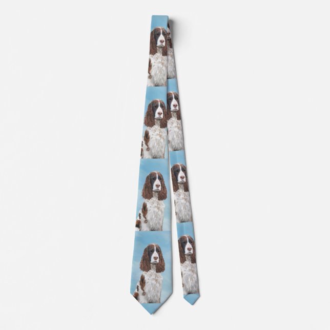English Springer Spaniel Painting Original Dog Art Neck Tie (Front)