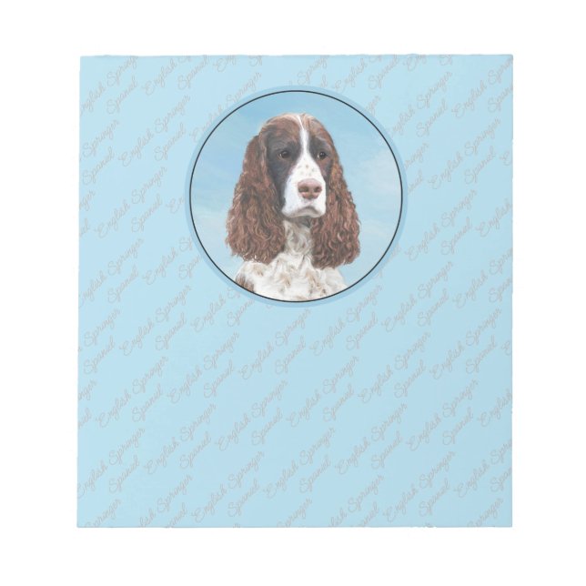 English Springer Spaniel Painting Original Dog Art Notepad (Front)