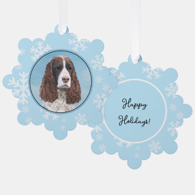 English Springer Spaniel Painting Original Dog Art Ornament Card (Front/Back)