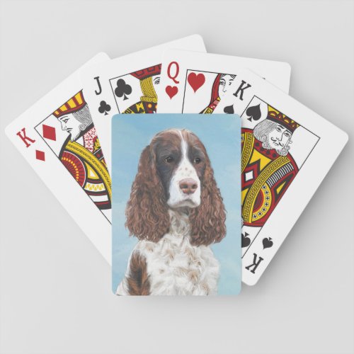 English Springer Spaniel Painting Original Dog Art Playing Cards