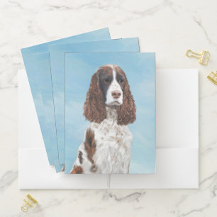 English Springer Spaniel Painting Original Dog Art Pocket Folder