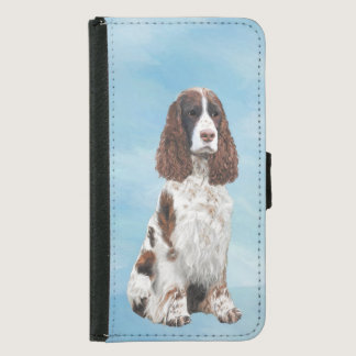 English Springer Spaniel Painting Original Dog Art Samsung Galaxy S5 Wallet Case