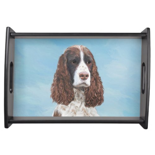 English Springer Spaniel Painting Original Dog Art Serving Tray