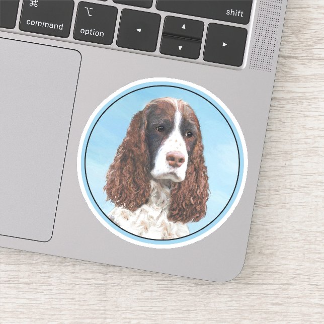 English Springer Spaniel Painting Original Dog Art Sticker (Detail)