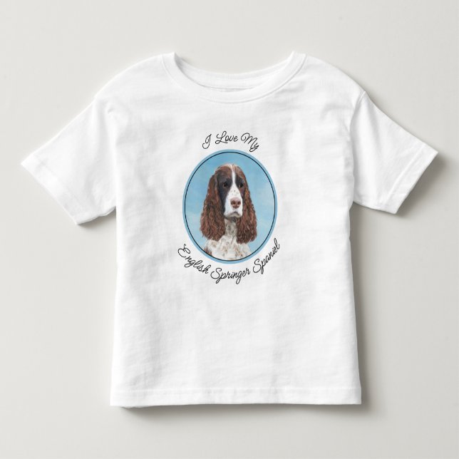 English Springer Spaniel Painting Original Dog Art Toddler T-shirt (Front)