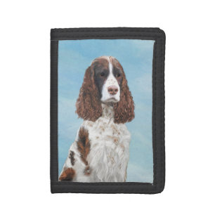 English Springer Spaniel Painting Original Dog Art Tri-fold Wallet