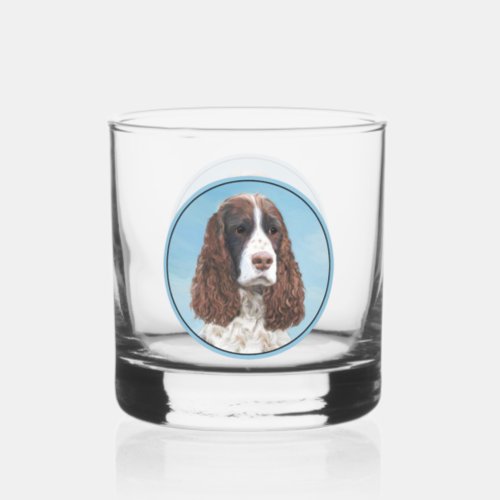 English Springer Spaniel Painting Original Dog Art Whiskey Glass