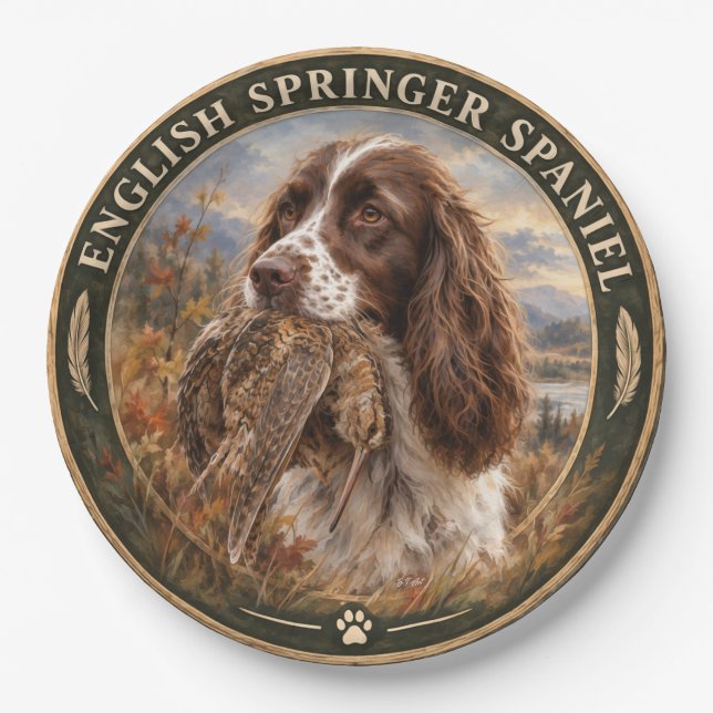 English Springer Spaniel  Paper Plates (Front)