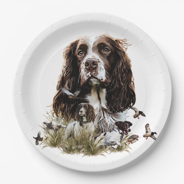 English Springer Spaniel Paper Plates (Front)