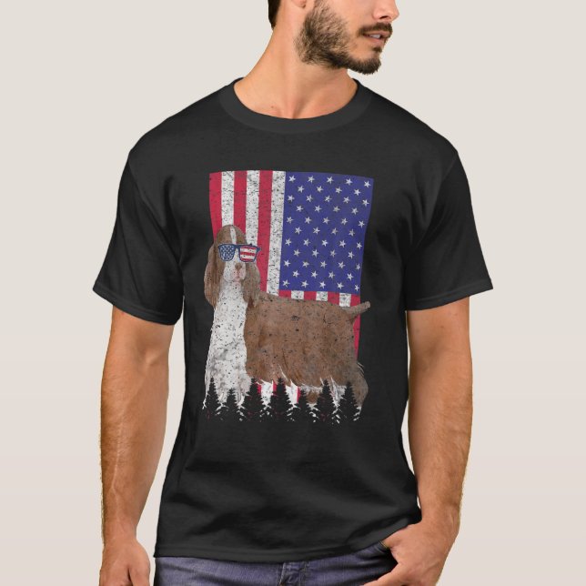 English Springer Spaniel Patriotic Dog USA America T-Shirt (Front)