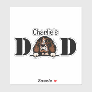 English Springer Spaniel Peeking Dad Personalized Sticker