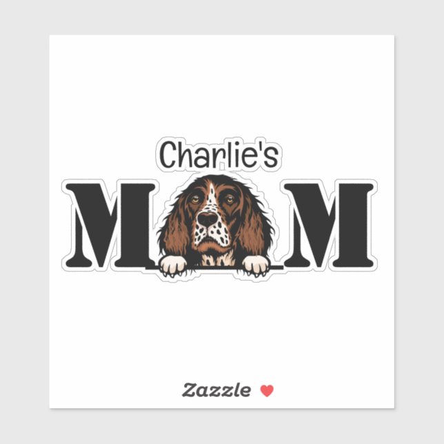 English Springer Spaniel Peeking Mom Personalized  Sticker (Sheet)