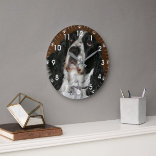 English Springer Spaniel Pet Photo Large Clock